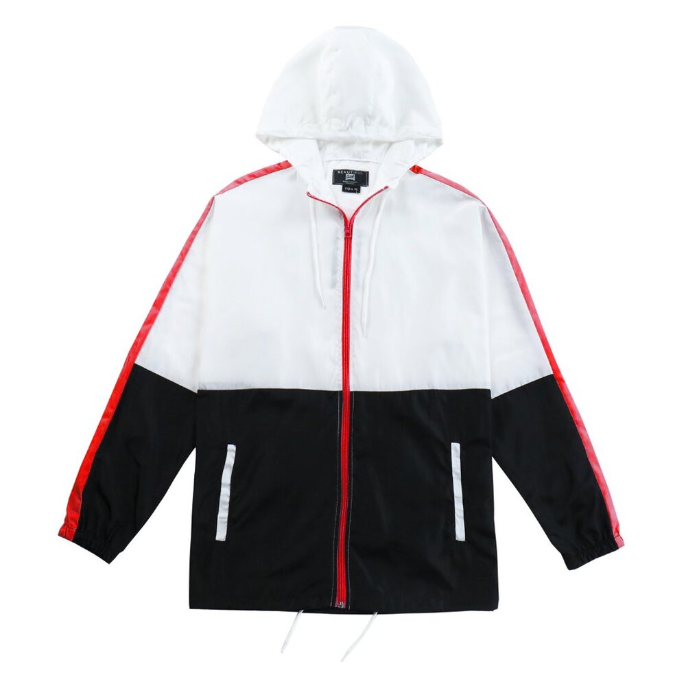 Men's Two Tone Windbreaker Hooded Jacket Outwear Size L